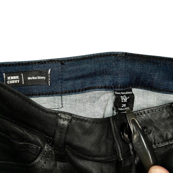 NWT True Religion Jennie Curvy Coated Leather Look Jeans Womens‎ 26 Skinny Denim - Picture 7 of 16